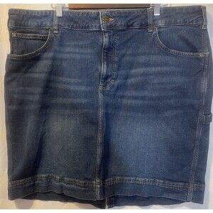 LEE Workwear Heritage Blue Jean 5 Pocket Stretch Denim Midi Skirt 22W Utility